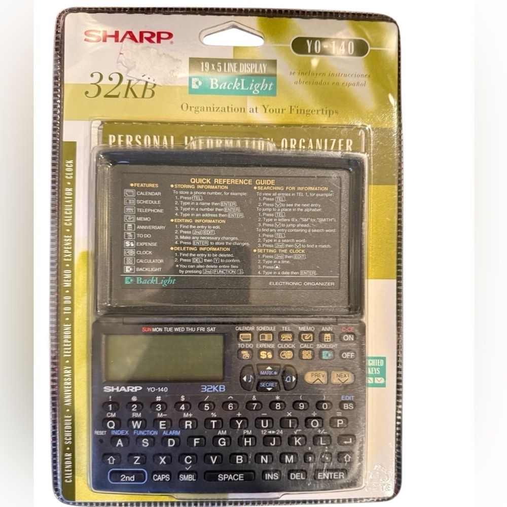 Sharp Handheld Personal Information Backlit Organizer 32KB Sealed YO-140 Y0-140